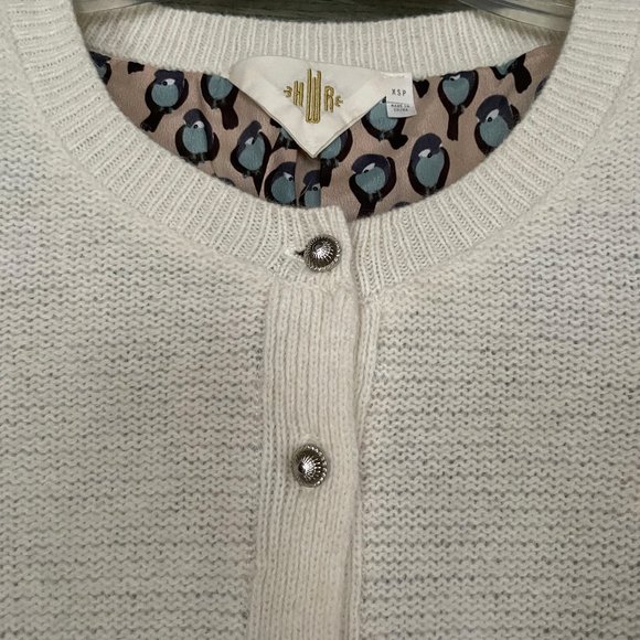 Anthropologie Epoca Cardigan Cropped Ivory Button Front Sweater XSP & MP Petite - Picture 8 of 13